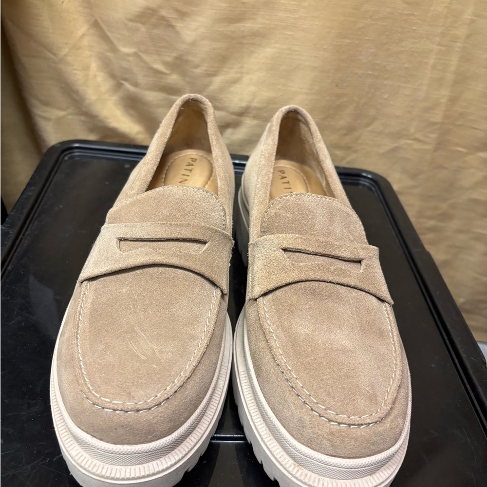 Beige Suede Penny Loafers for Men